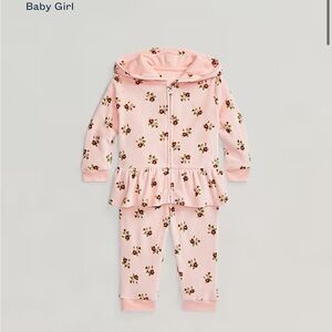 Polo by Ralph Lauren Floral Velour jogger set. Size 9 months